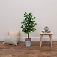 3ft. Artificial Double Trunk Ficus Tree in Metal Planter