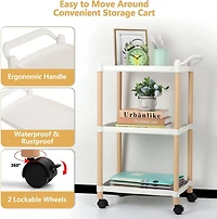 White Utility Cart 3-Tier Kitchen Rolling Organizer