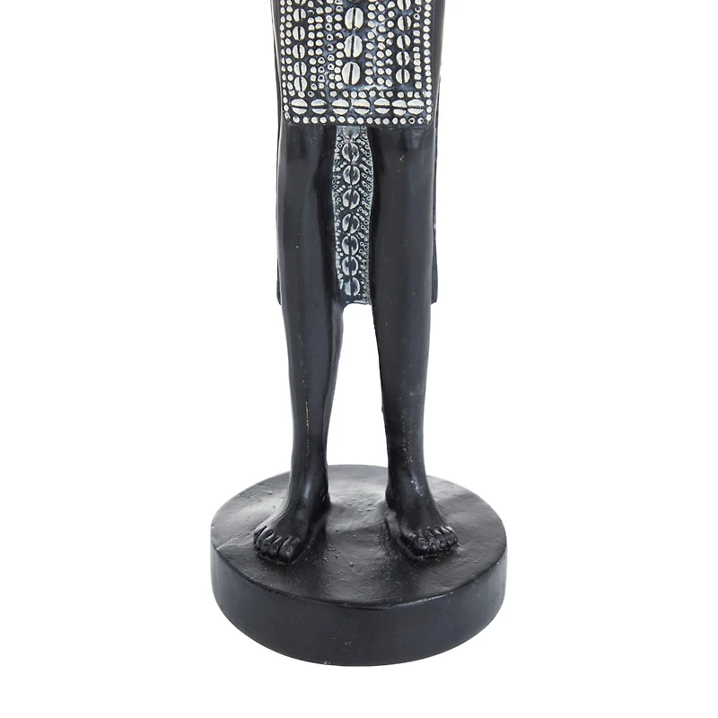 Set of 2 Black Polystone Eclectic Sculptures, 14" x 4" x 3"