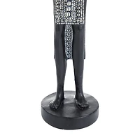 Set of 2 Black Polystone Eclectic Sculptures, 14" x 4" x 3"