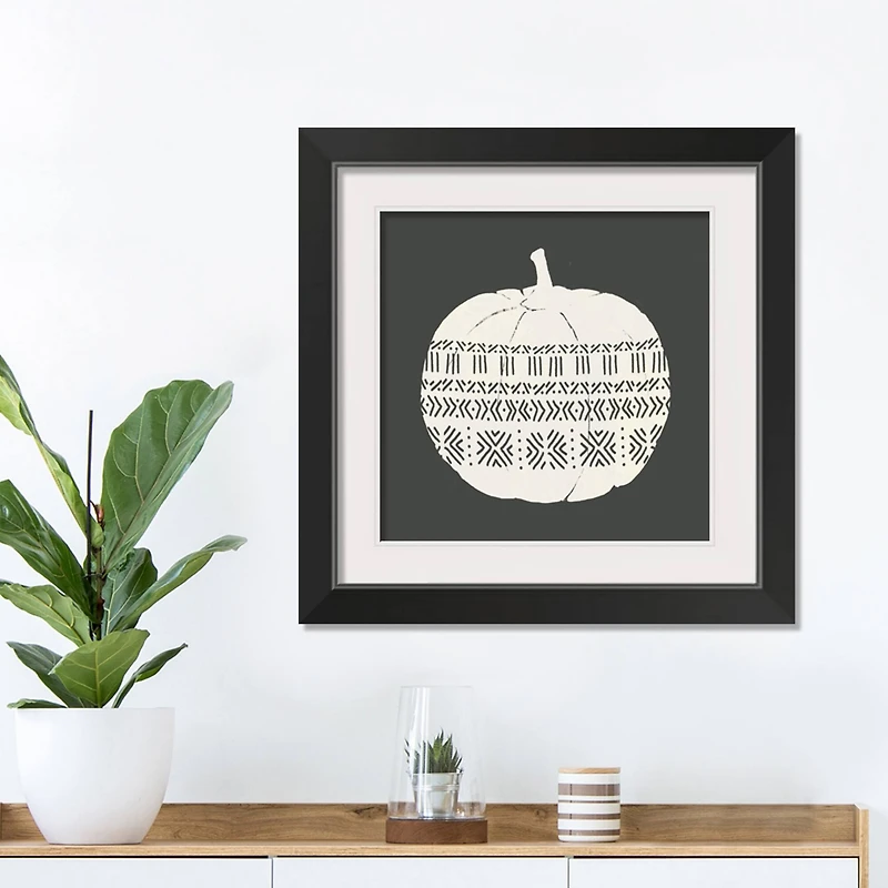 Patterned Pumpkin Halloween Print in Black Frame