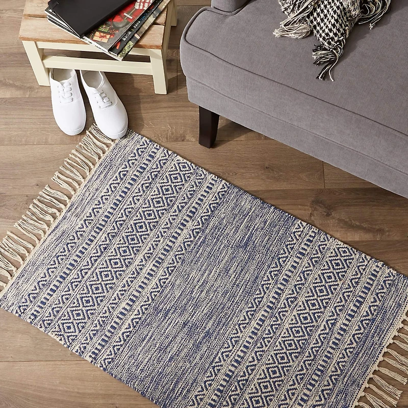 DII® French Blue Textured Dobby Hand-Loomed Rug, 2ft. x 3ft.