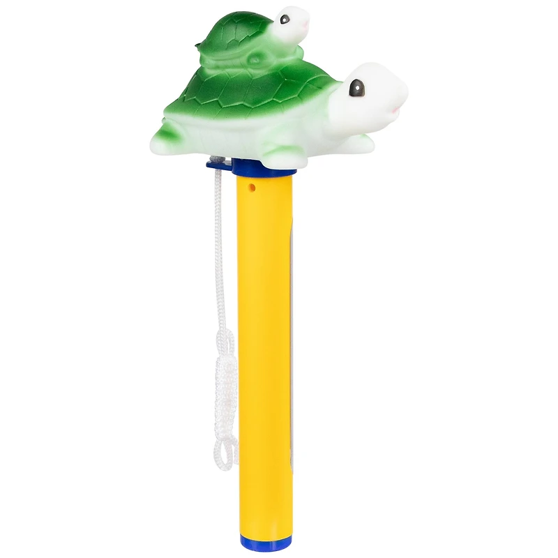 9" Green & Yellow Turtle Family Floating Swimming Pool Thermometer with Cord