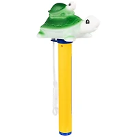 9" Green & Yellow Turtle Family Floating Swimming Pool Thermometer with Cord