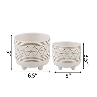 Flora Bunda 6" & 5" Geo Ceramic Pot With Legs Set