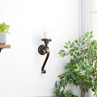 20" Brown Iron Traditional Candle Wall Sconce