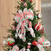 Glitzhome® 32" Whimsical Red & Green Ribbon Christmas Bows, 9ct.