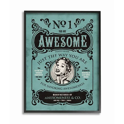 Stupell Industries You Are Awesome Vintage Comic Book Framed Giclee Textured Wall Art