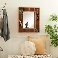 29" Brown Wood Farmhouse Wall Mirror