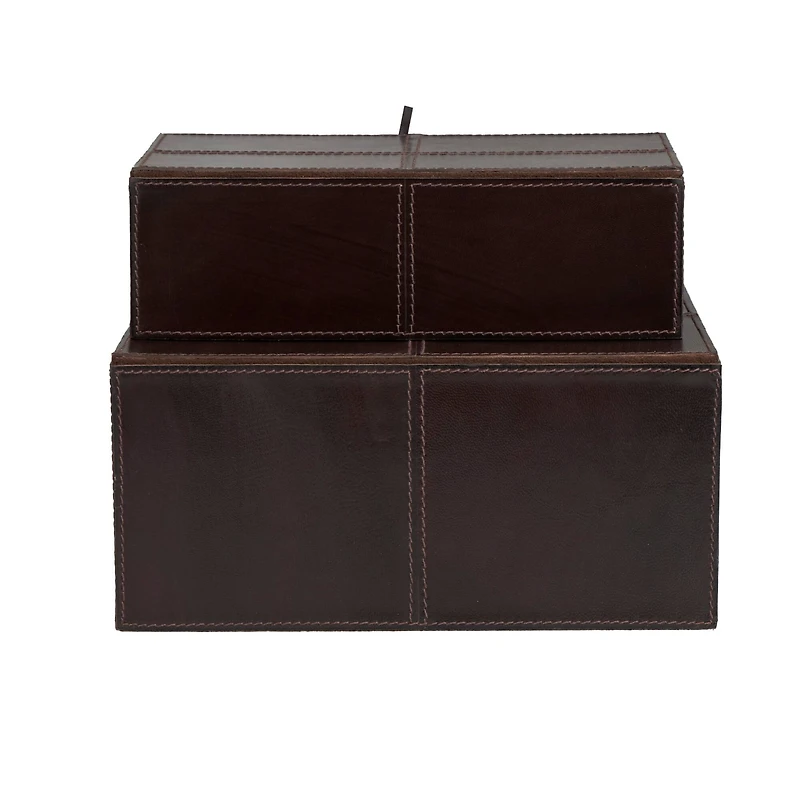 Leather Storage Box with Leather Loop Closure Set