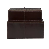 Leather Storage Box with Leather Loop Closure Set