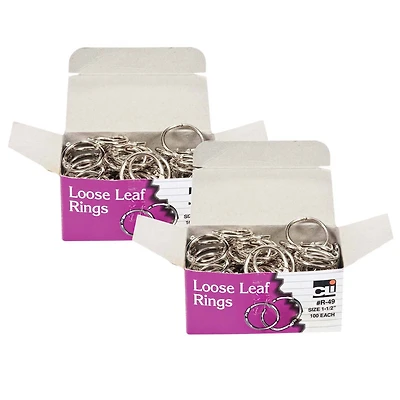 Charles Leonard 1.5" Loose Leaf Book Rings, 2 boxes of 100