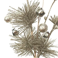 11" Glittered Pine with Bells Pick by Ashland