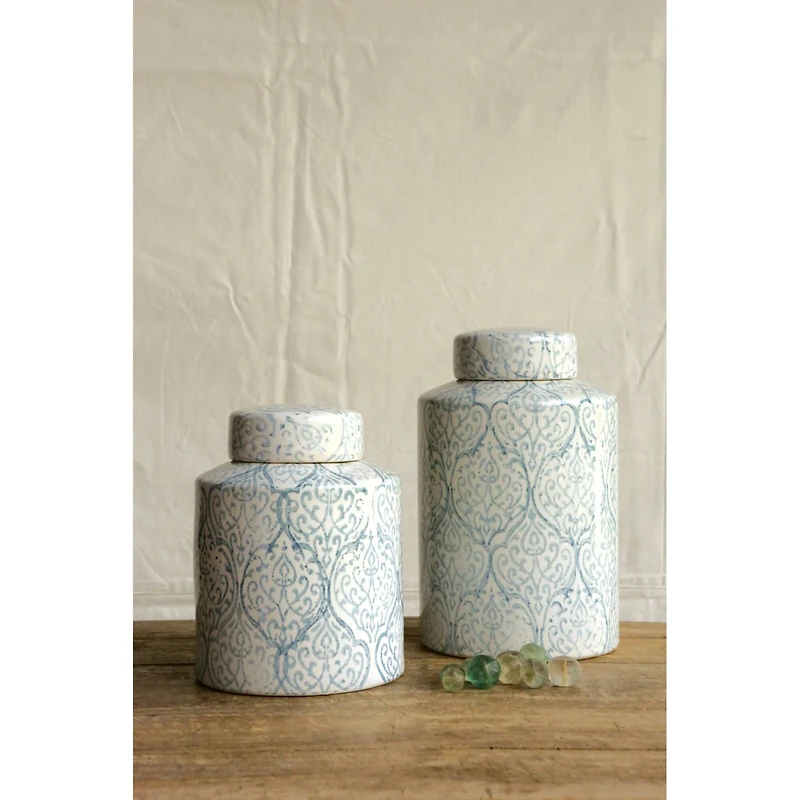 Blue & White Decorative Ceramic Ginger Jar