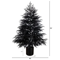 6ft. Artificial Halloween Real Touch Black Norfolk Pine Christmas Tree with Natural Look