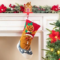 Glitzhome® 21"L Hooked Christmas Gingerbread Man Stocking