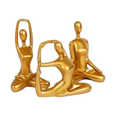 Mind Reader Yoga Figurine Set, Set of 3, Gold