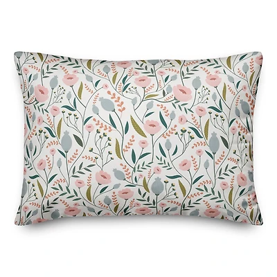 Pastel Floral Pattern Throw Pillow