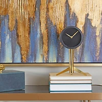 The Novogratz 11" Black Stainless Steel Clock with Gold Stand