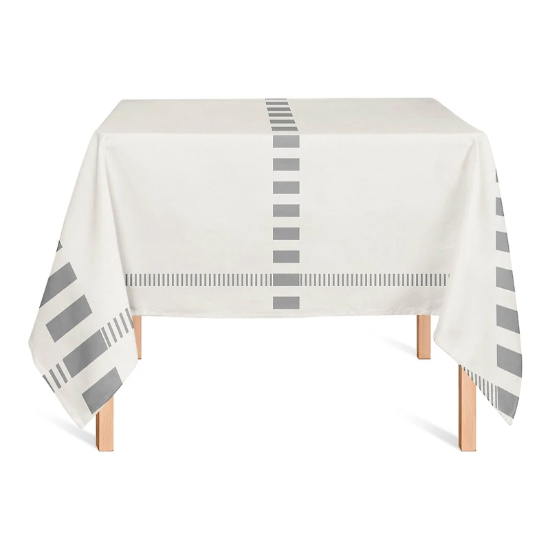 58" Striped Dashed Lines Cotton Twill Tablecloth