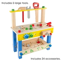 Kids Wood Tabletop Toy Workbench Playset