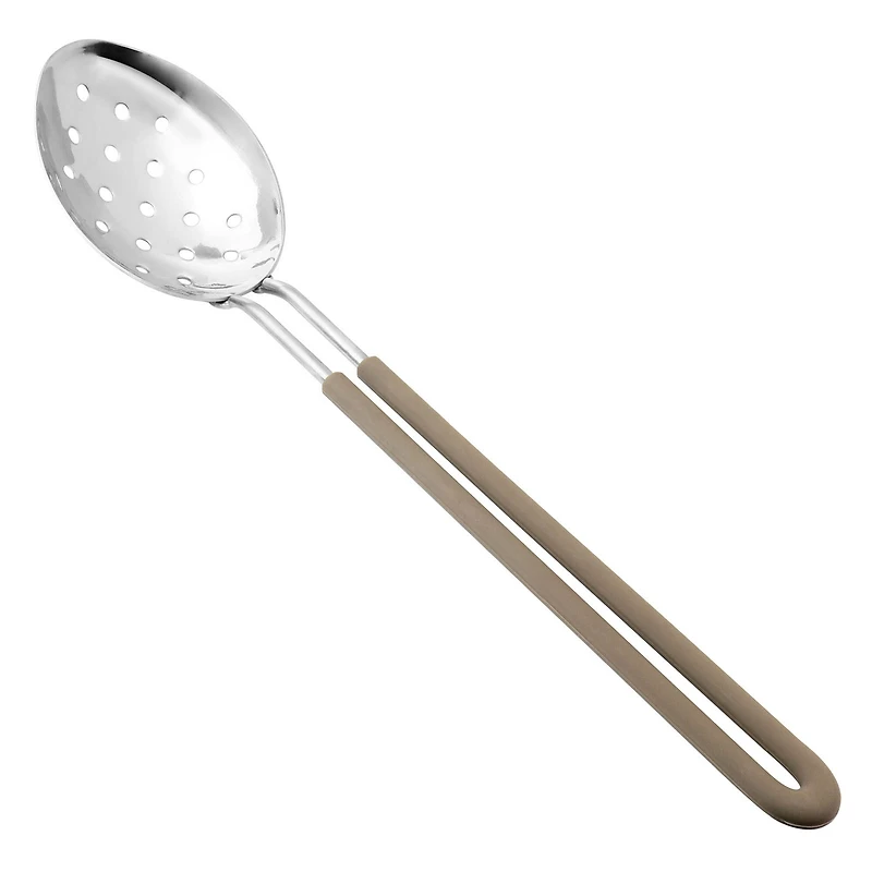 Martha Stewart Everyday Taupe Stainless Steel Slotted Spoon Kitchen Utensil