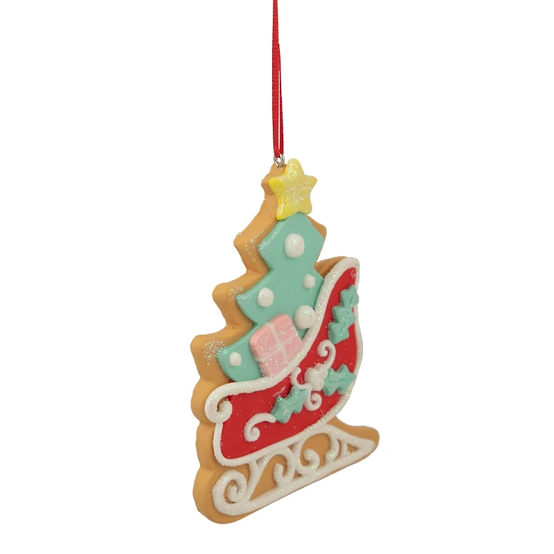 3.5" Glittered Sleigh Cookie Ornament