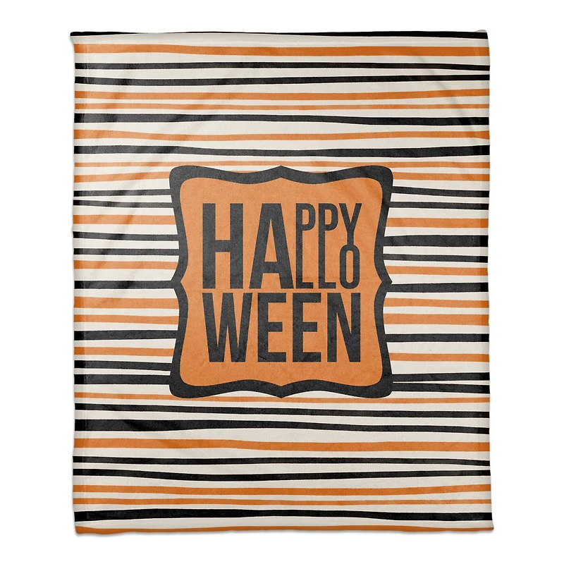 Happy Halloween Stripes Throw