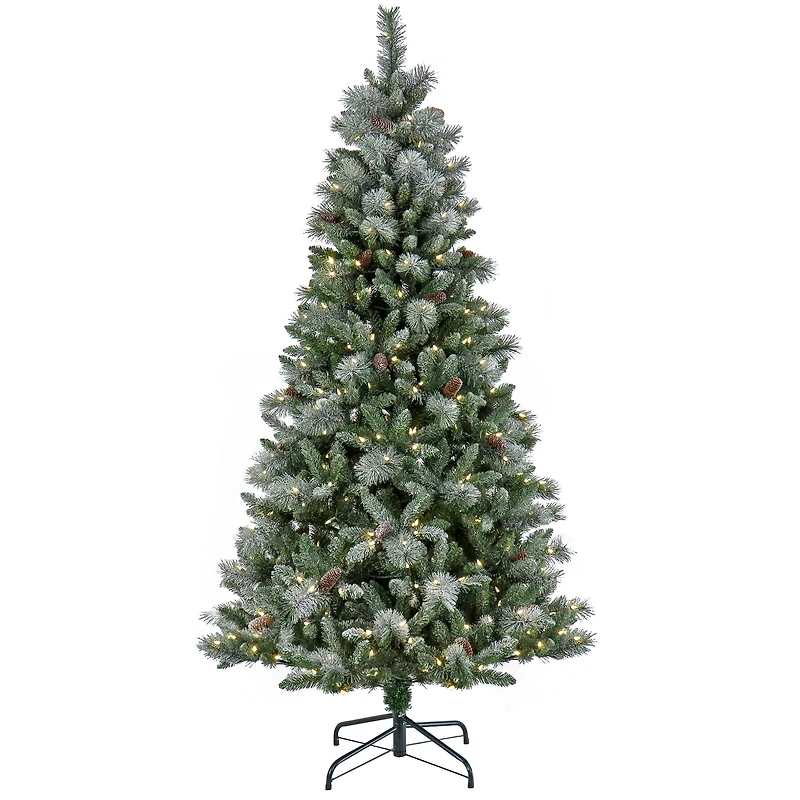 7.5ft. Pre-Lit Frosted Conconully Pine Artificial Christmas Tree, Warm White LED Lights