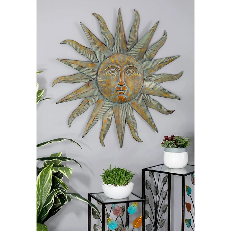Gray & Gold  Sun Metal Wall Accent