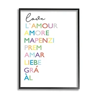 Stupell Industries Love L'Amour Amore Mapenzi Romantic Terms Rainbow Typography in Frame Wall Art