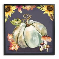 Stupell Industries Floral Autumn Pumpkin & Mushrooms Framed Giclee Art