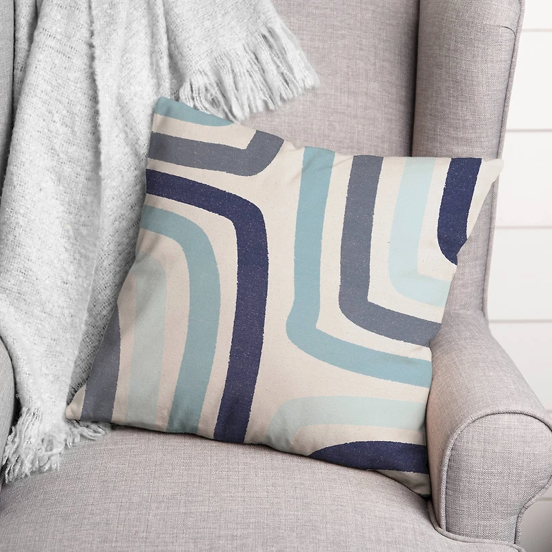 Abstract Blue Stripes Throw Pillow