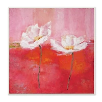 Stupell Industries White Daisies Abstract Florals Red Pink Pop,12" x 12"