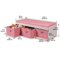Badger Basket Kid's Cushioned Storage Bench With Three Bins