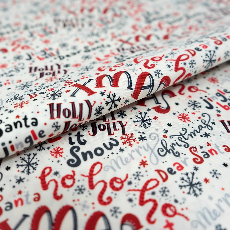 SINGER Santa's Words Print Ringspun Cotton Fabric