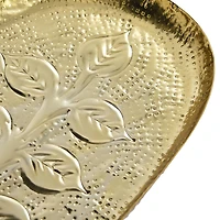 Hello Honey® 13" Antique Gold Finish Decorative Embossed Metal Tray