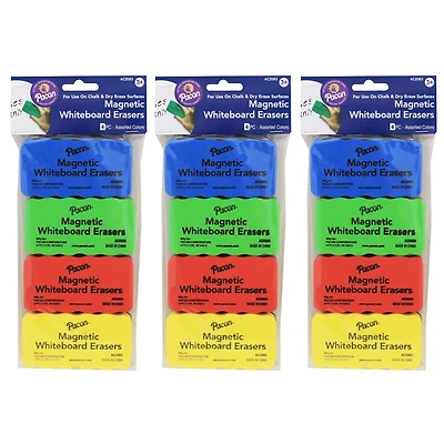 Pacon® Magnetic Chalk & Whiteboard Eraser, 3 Packs of 4
