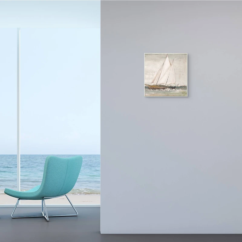 Stupell Industries Traditional Sailboat at Sea Contemporary Soft Waves,12" x 12"