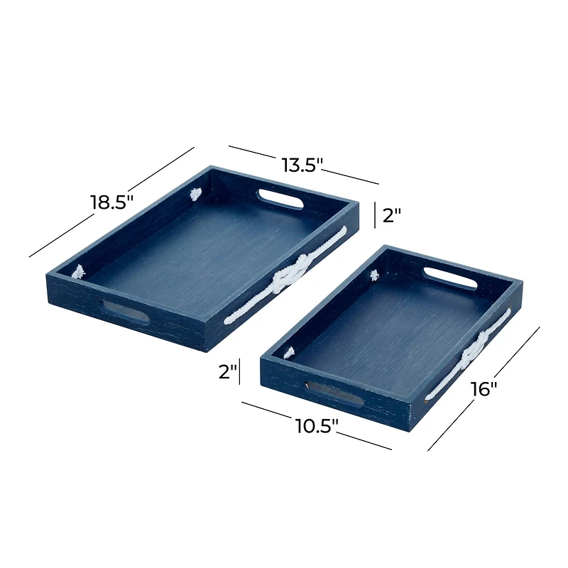 Blue MDF Farmhouse Tray Set