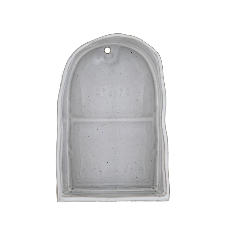 Hello Honey 9" White Reactive Glaze Stoneware Wall Shelf