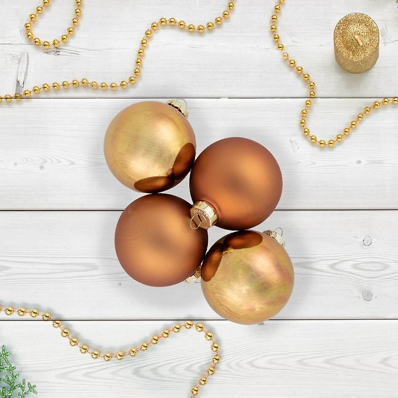 9ct. 2.5" Bronze 2-Finish Glass Ball Christmas Ornaments