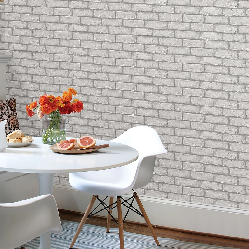 InHome Cambridge Brick Gray Peel & Stick Wallpaper