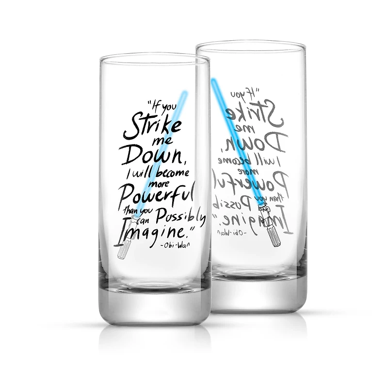 JoyJolt® Star Wars™ 14.2oz. New Hope Obi-Wan Kenobi Blue Lightsaber Tall Drinking Glass, 2ct.