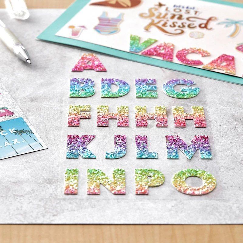 12 Pack: Rainbow Glitter Alphabet Stickers by Recollections™