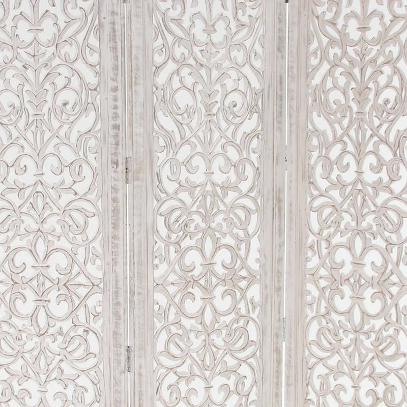 White Mango Wood Farmhouse Room Divider Screen, 69 " x 60 " x 1 "