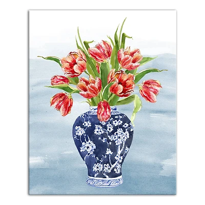 Chinoiseire Tulips 16" x 20" Canvas Wall Art
