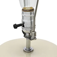 Hello Honey® 22" Cream and Green Reactive Crackle Glaze Debossed Botanical Stoneware Table Lamp with Linen Shade Set