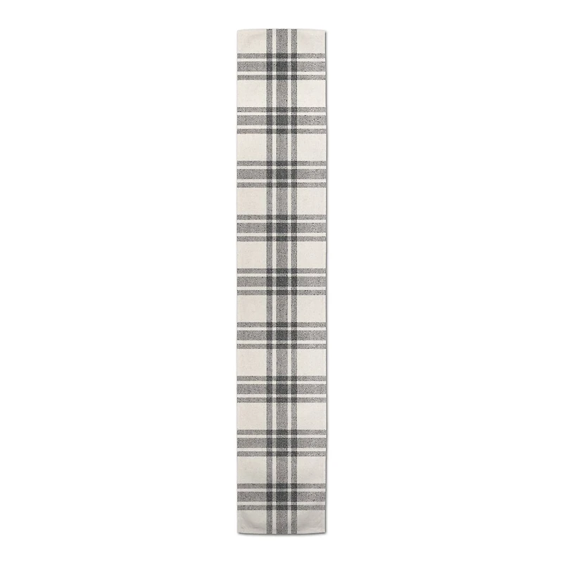 90'' Black Plaid Cotton Twill Runner