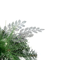 30" Green Pine & Needle Triple Candle Holder with Pinecones & Christmas Ornaments